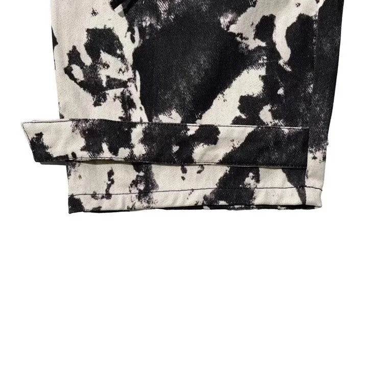 Multi Pockets Print Straight Loose Cargo Pants