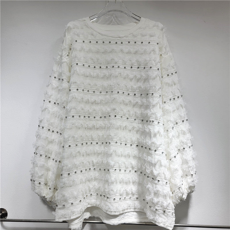 3D Fungus Flowers Long Sleeved Loose Sweater