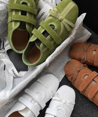 Casual Versatile Splicing Soft Flat Shoes Green Suede