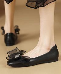 Fashion Black Flat Shoes For Women Splicing Bow