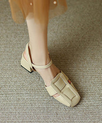 Chic Splicing Chunky Heel Sandals Yellow Faux Leather