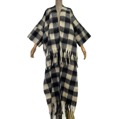Plaid Fringed Tassel Cardigan - WINI