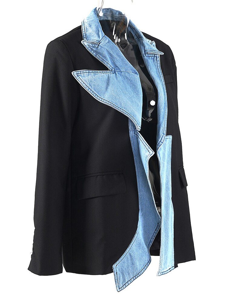 Double Layered Denim Cotton Blazer