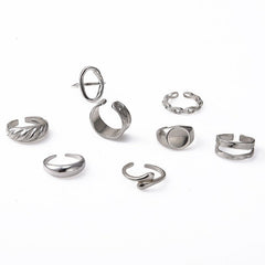 9-Piece Textured Hollow Ring Set