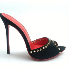 Rivet Fish Mouth Stiletto Sandals
