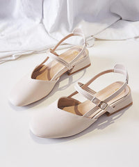 Boutique Splicing Chunky Sandals Beige Faux Leather