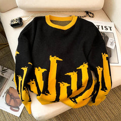 Giraffes Contrast Knitted Sweater