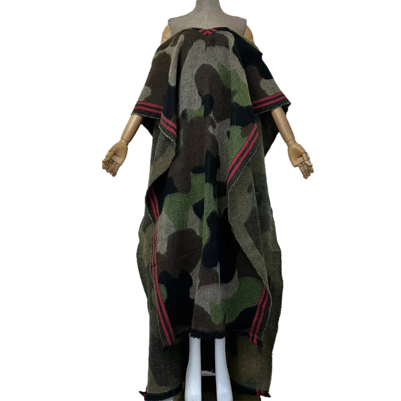 Stylish Army Green Camouflage Long Kaftan - WINI