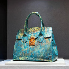 Snake Skin Print Large Handbag