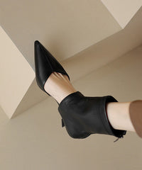 Brown High Heels Faux Leather Fashion Splicing Boots Hollow Out