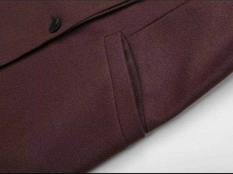 Double Breasted Padded Shoulder Lapel Coat