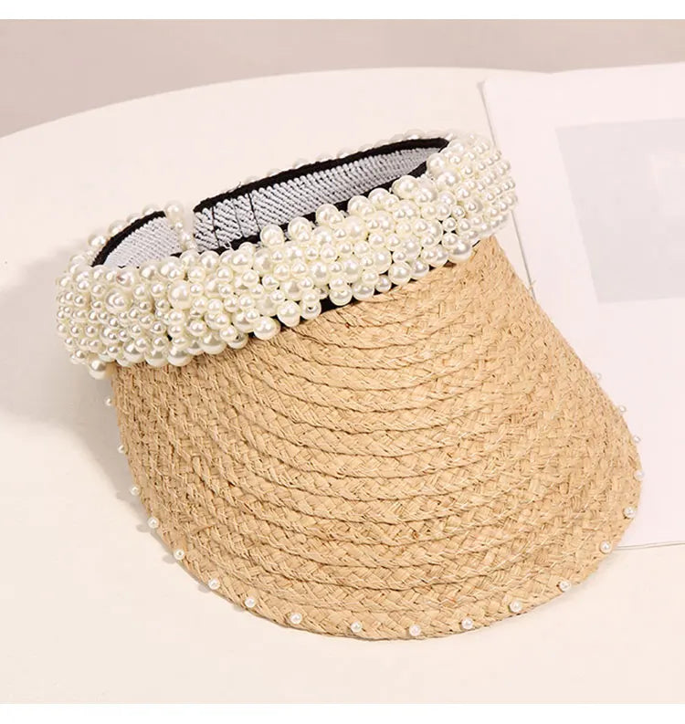 Pearl Headband Straw Hat