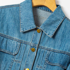 Pocket Single Breasted Denim Shirt + A-Line Denim Skirt Set