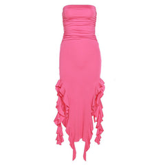 Midi Ruffled Split Tube Bodycon