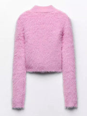 Rhinestones Sparkle Cropped Knit Sweater