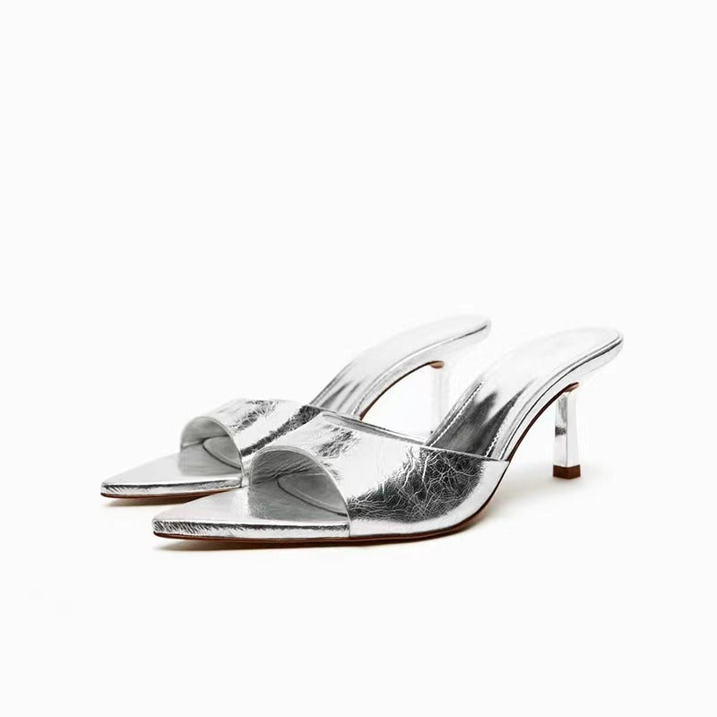 Pointed Open Toe Slim Heels Sandals
