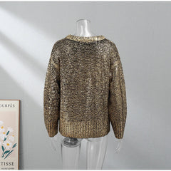 Metallic Ribbed Edges Sweater