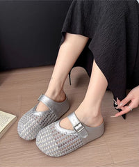 Brown Platform Faux Leather Fashion Splicing Slide Sandals