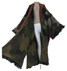 Army Green Camouflage Kimono-Cardigan - WINI