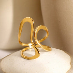 Smooth Line Irregular Opening Stainless Steel Ring