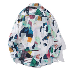 Multicolor Patch Design Oversized Shirt