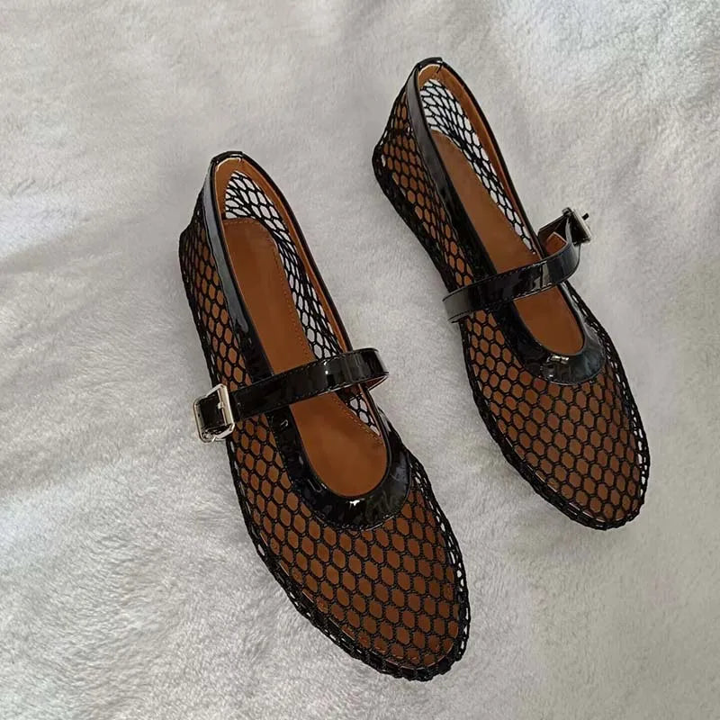 Mesh Round Toe Flat Shoes