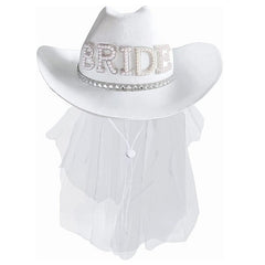 White Beaded Bride's Headdress Cowboy Hat