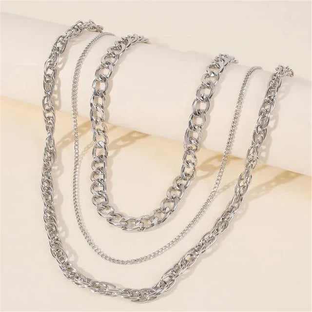 Tri-level Plated Chain Necklace