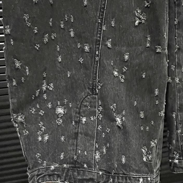 Vintage Distressed Straight Wide Leg Denim Pants