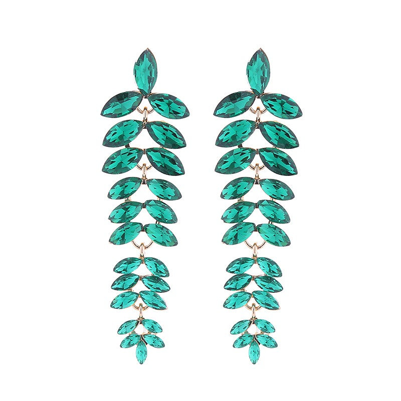Multi-Layered Diamond Leaf Flower Earrings