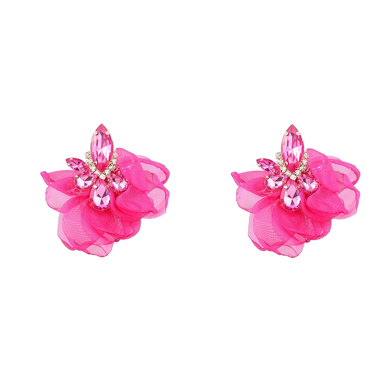 Elegant Vintage Alloy Diamond Flower Earrings