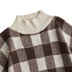 Casual Turtleneck Plus Size Plaid Sweater