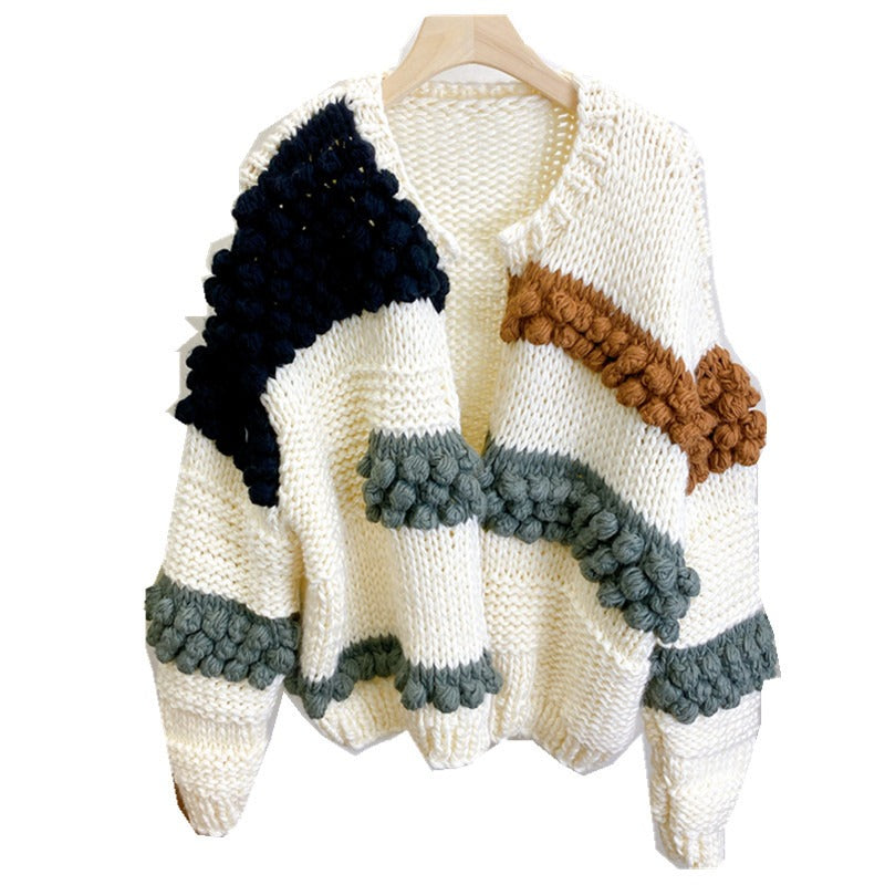 3D Ball Loose Rod Needle Knitted Cardigan