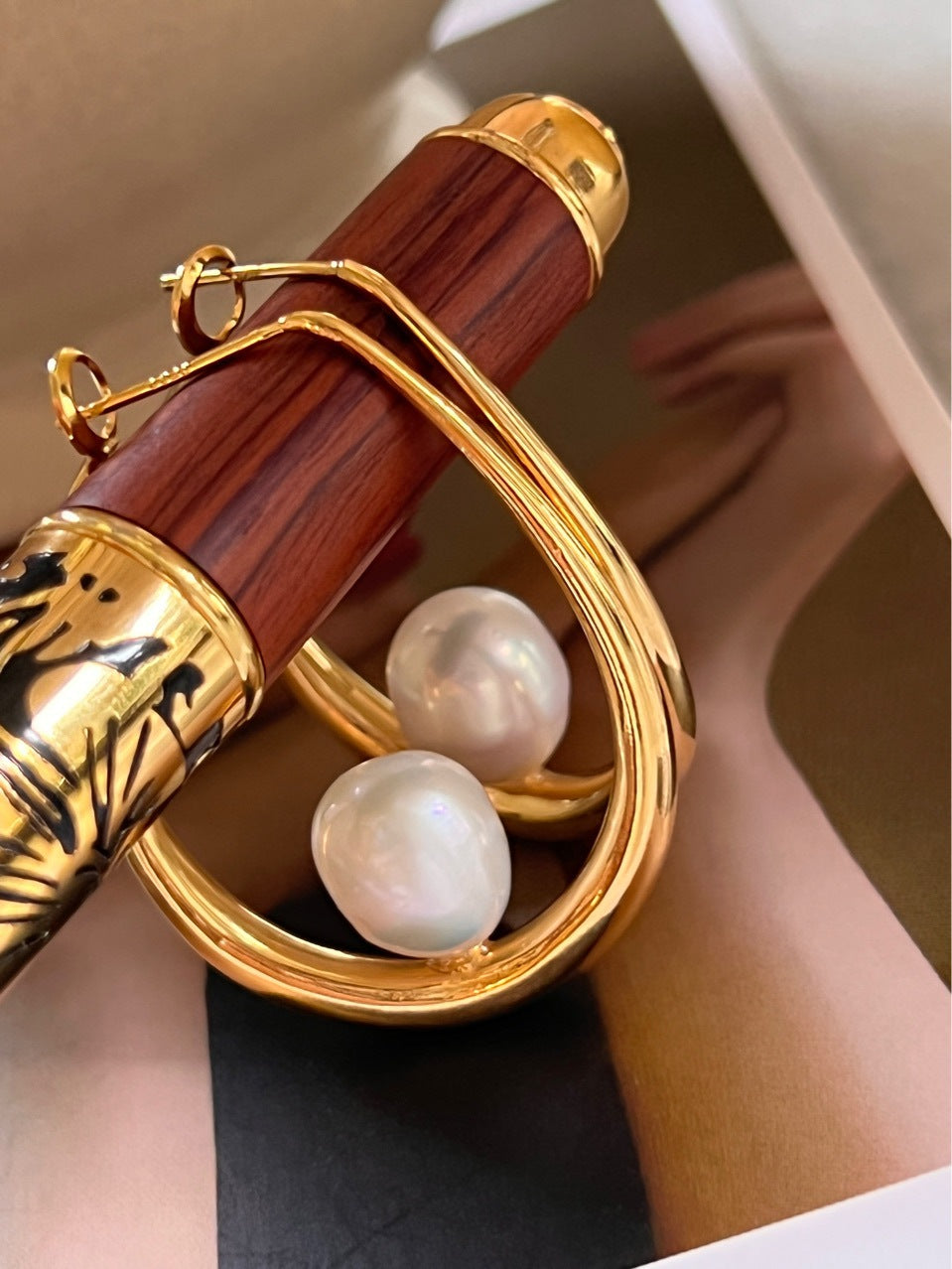 Large Oval Freshwater Pearl Earrings
