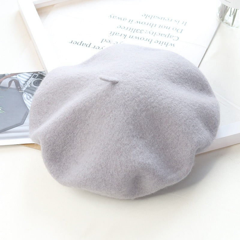 Round Top Knitted Wool Beret