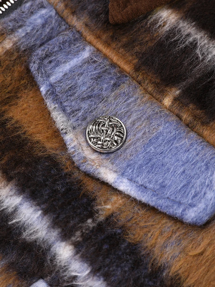 Plaid Zip-Up Short Jacket