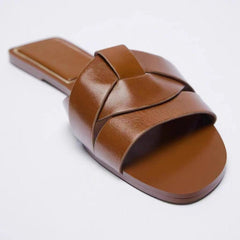 Woven Open Toe Flat Sandals