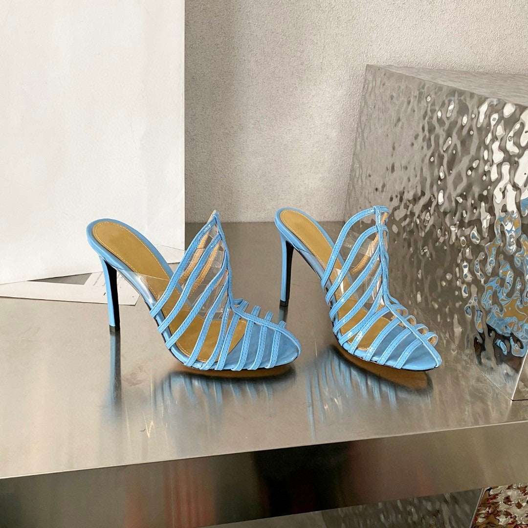 Stripe Mid Line Stiletto Sandals