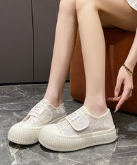 Casual Comfy Beige Breathable Mesh Splicing Flats