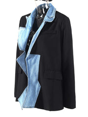 Double Layered Denim Cotton Blazer