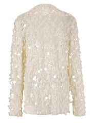 Sequin Embellished Stand Collar Top