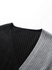 Two-Tone Cross Front Knitted Top