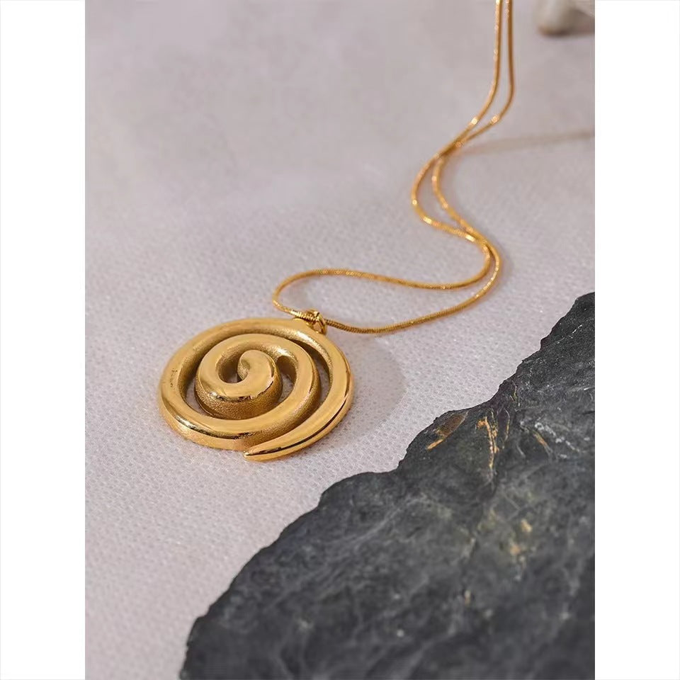 Stainless Steel Spiral Pendant Necklace