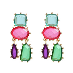 Colorful Exaggerated Multi-Layered Geometric Earrings