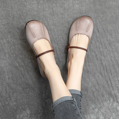 Women Spring Summer Retro Leather Casual Shoes