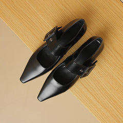 Square Toe Buckle Strap Shoes