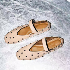 Studded Leather Mary Jane Flats