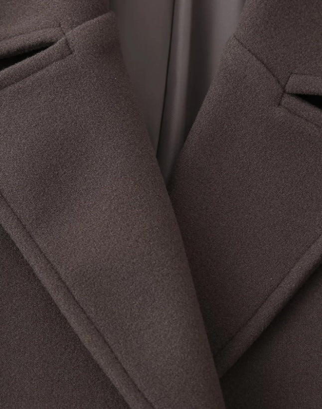 Elegant Gray Double Breasted Charm Coat
