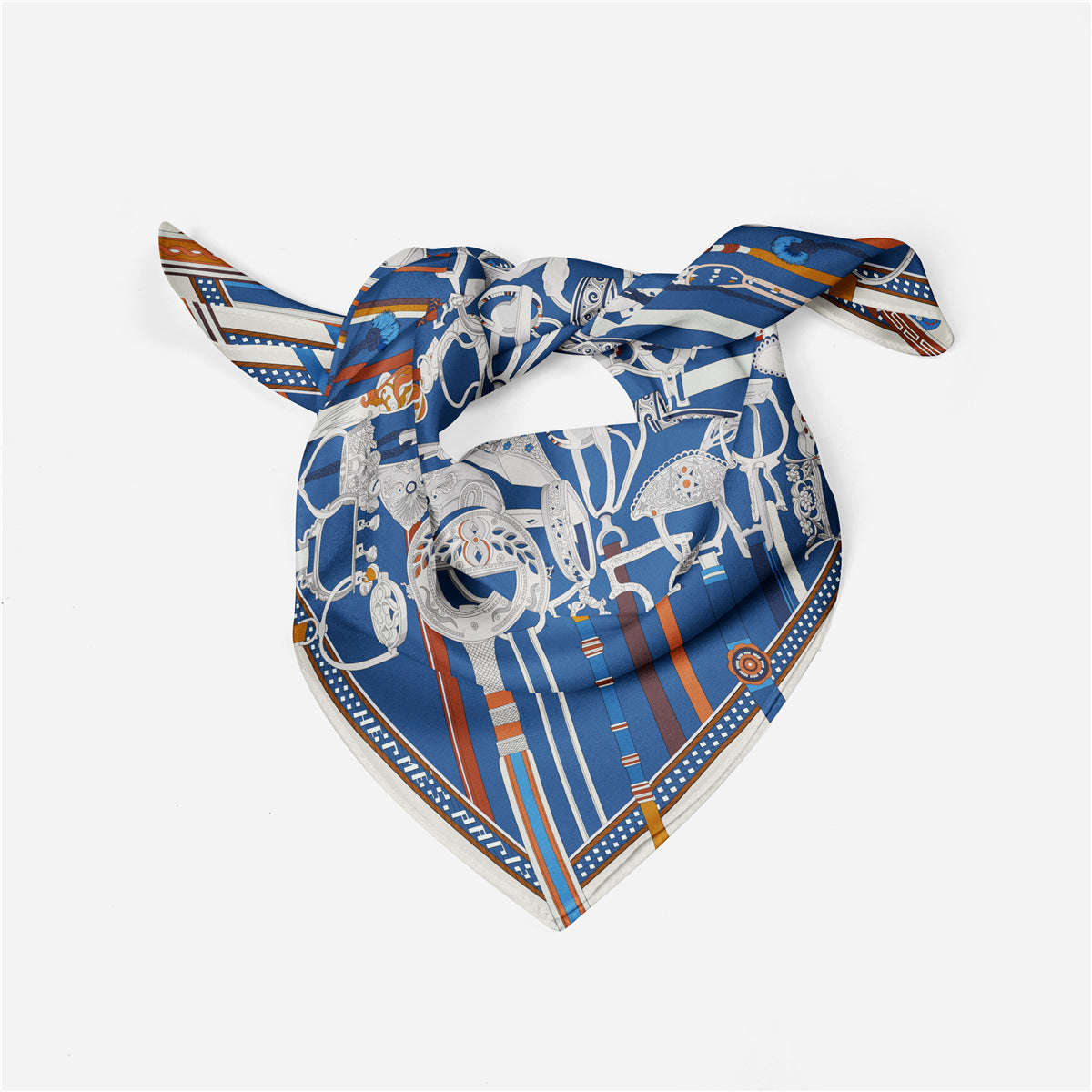 Horse Gear Print Square Scarf