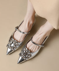 Black Flat Shoes For Women Buckle Strap Pointed Toe New